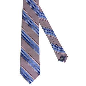 Ike Behar NY Neck Tie Baby Blue Pink Striped Silk Tie Woven Spring Wedding 52"